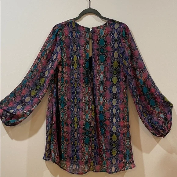 Show Me Your Mumu Boho Colorful Patterned Women's Top Dress Small Sheer Sleeves - Picture 8 of 12